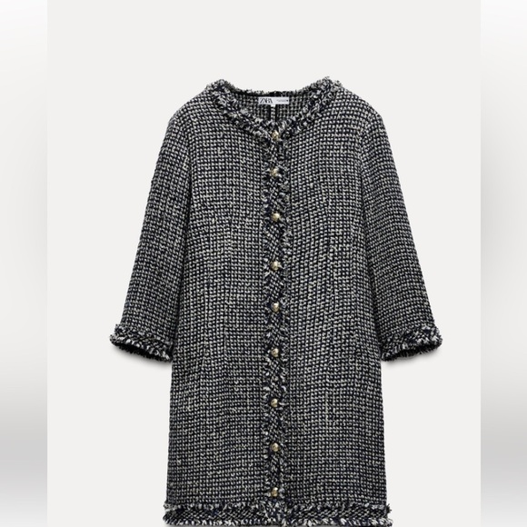 Zara Black and Gray Tweed Mini Dress - Picture 4 of 4